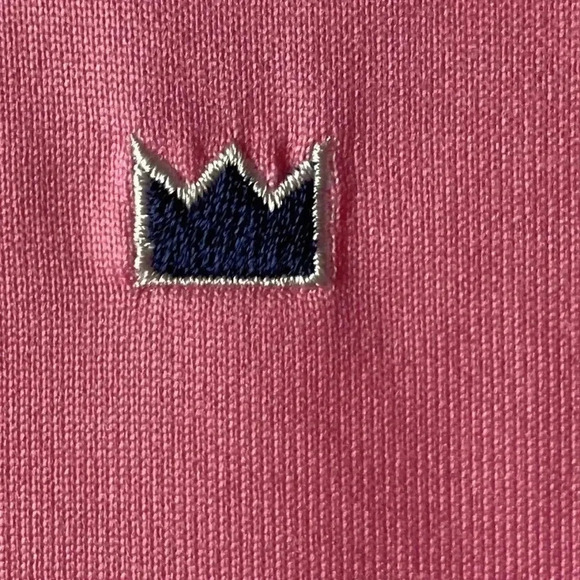 CROWN AND IVY MENS SIZE XL PINK POLO SHIRT WITH WHITE TIE DYE STRIPE CLEAN - Picture 3 of 11